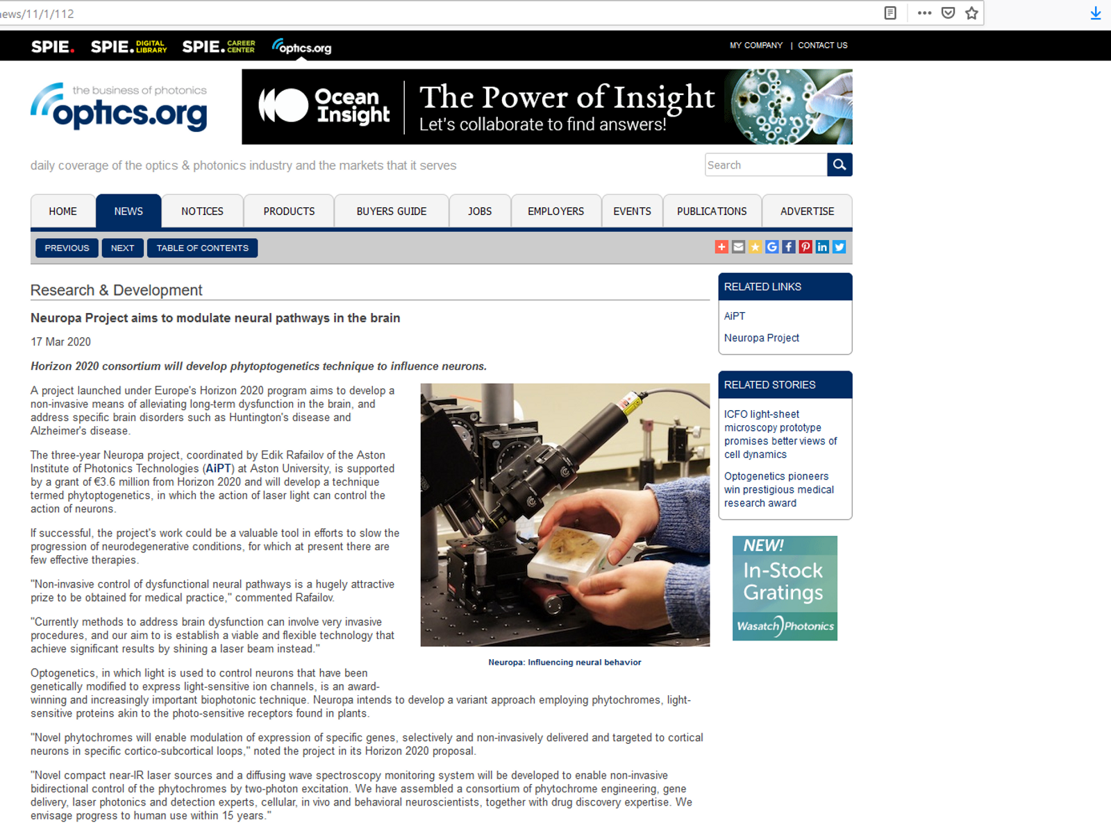 NEUROPA in the News - the business of photonics